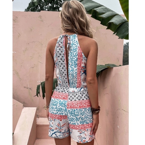 Boho Botanical Halter Romper - Picture 3 of 6